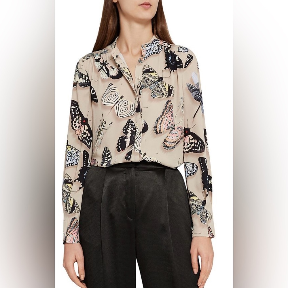 Butterfly Print Blouse - Cream